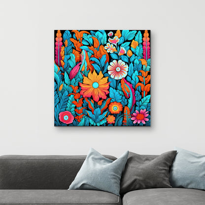 Floral Hues - Orange Canvas Art for Home Decor | Vibrant Design