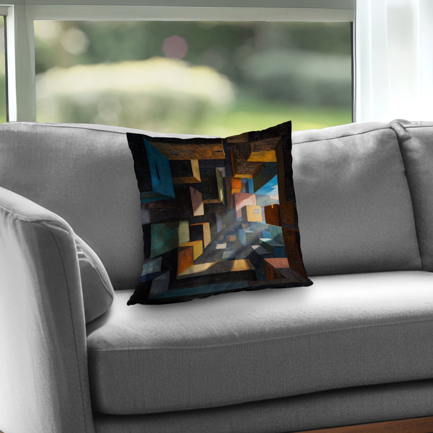 Boxed Up Poly Twill Throw Pillow - Stylish Home Decor Accent