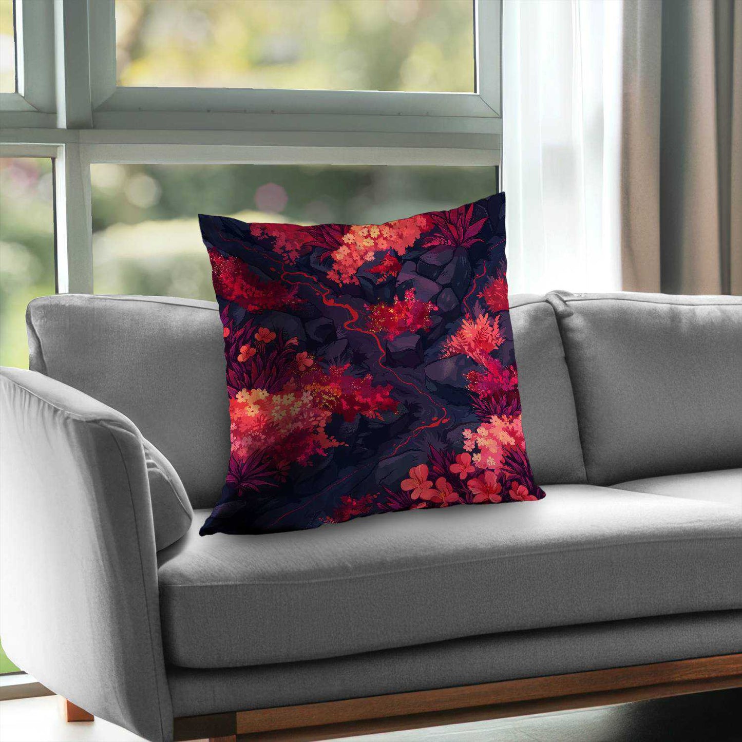 Burning Plants Poly Twill Throw Pillow - Home Decor Accent