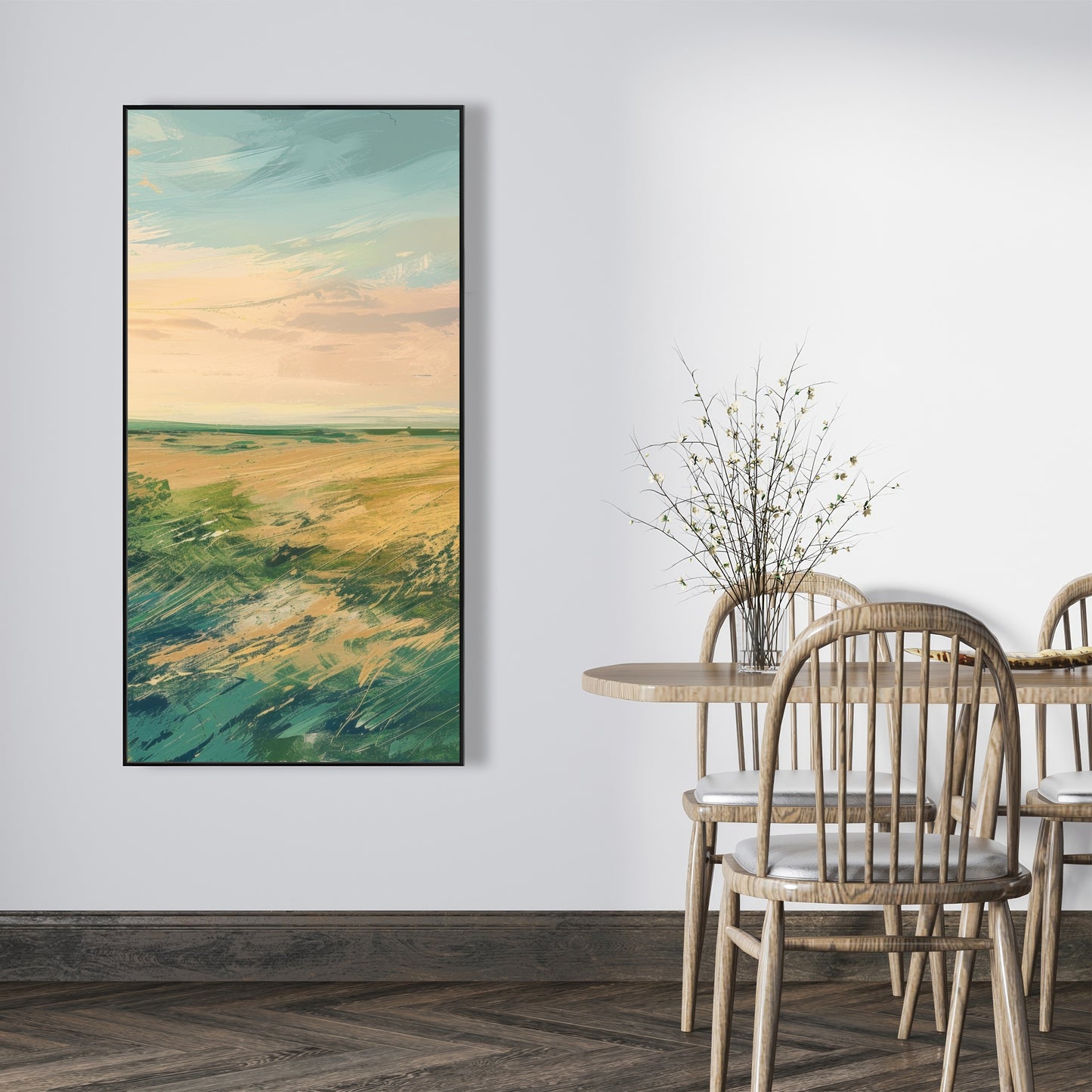 Evening in the field - 36"x36" Framed canvas