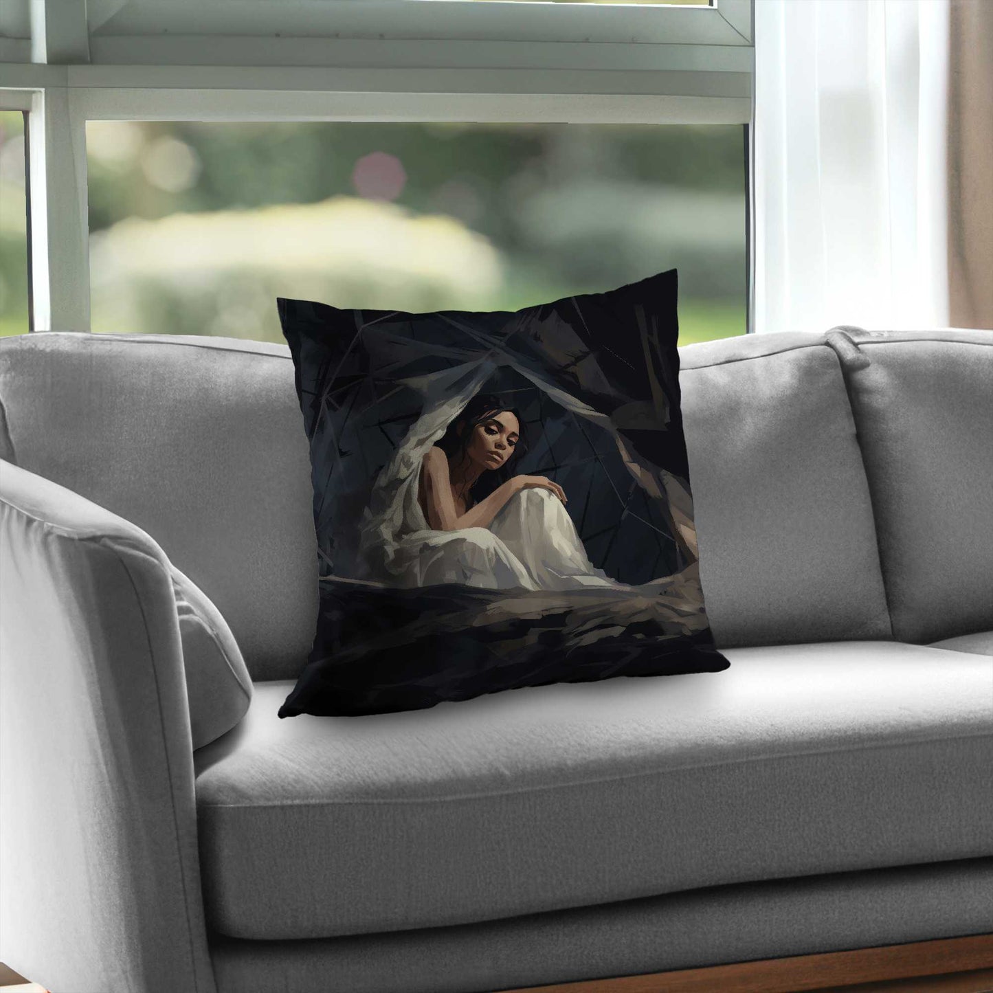 Coussin décoratif en sergé de polyester à l'aspect cocon pour une décoration intérieure élégante