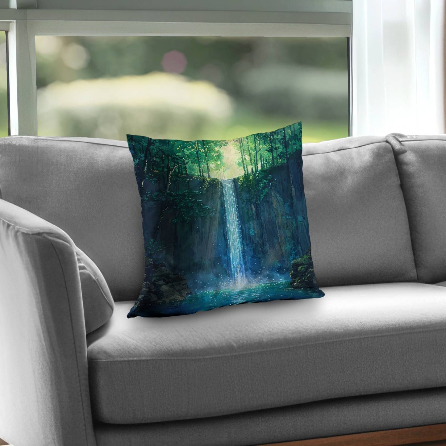 Waterfall - Throw pillow - Print on demand