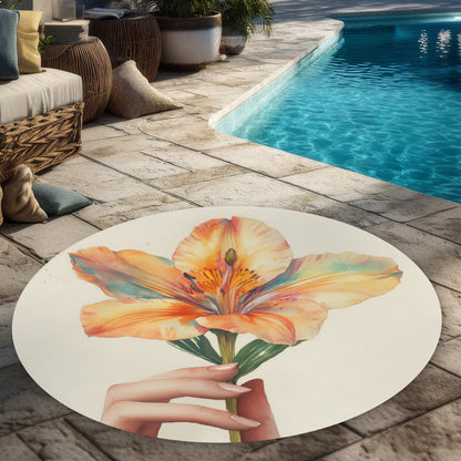 Tapis d'extérieur rond Ahold | Accent de décoration élégant