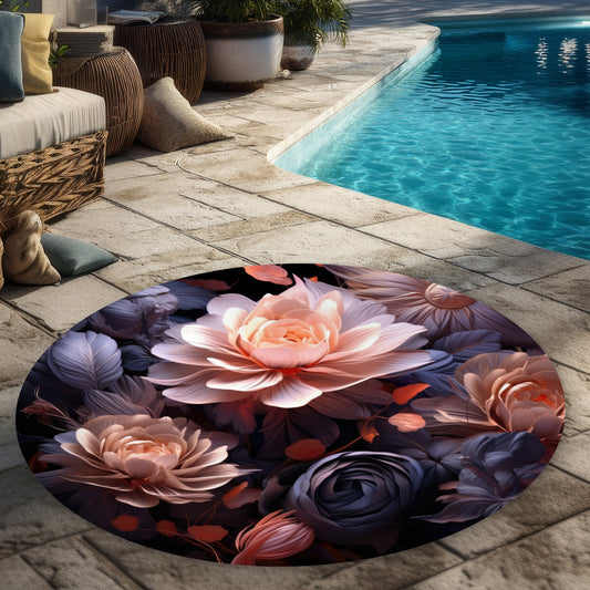 Sublime Light Black 5' Round Outdoor Area Rug for Home Decor