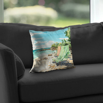 Beach Calm Poly Twill Throw Pillow - Home Decor Accent