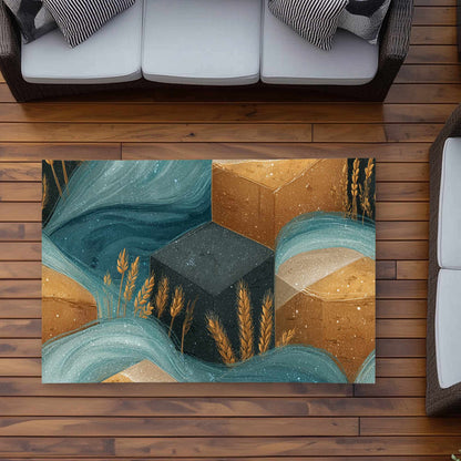 Tapis d'extérieur Golden Harvest Flow | Décoration d'intérieur élégante