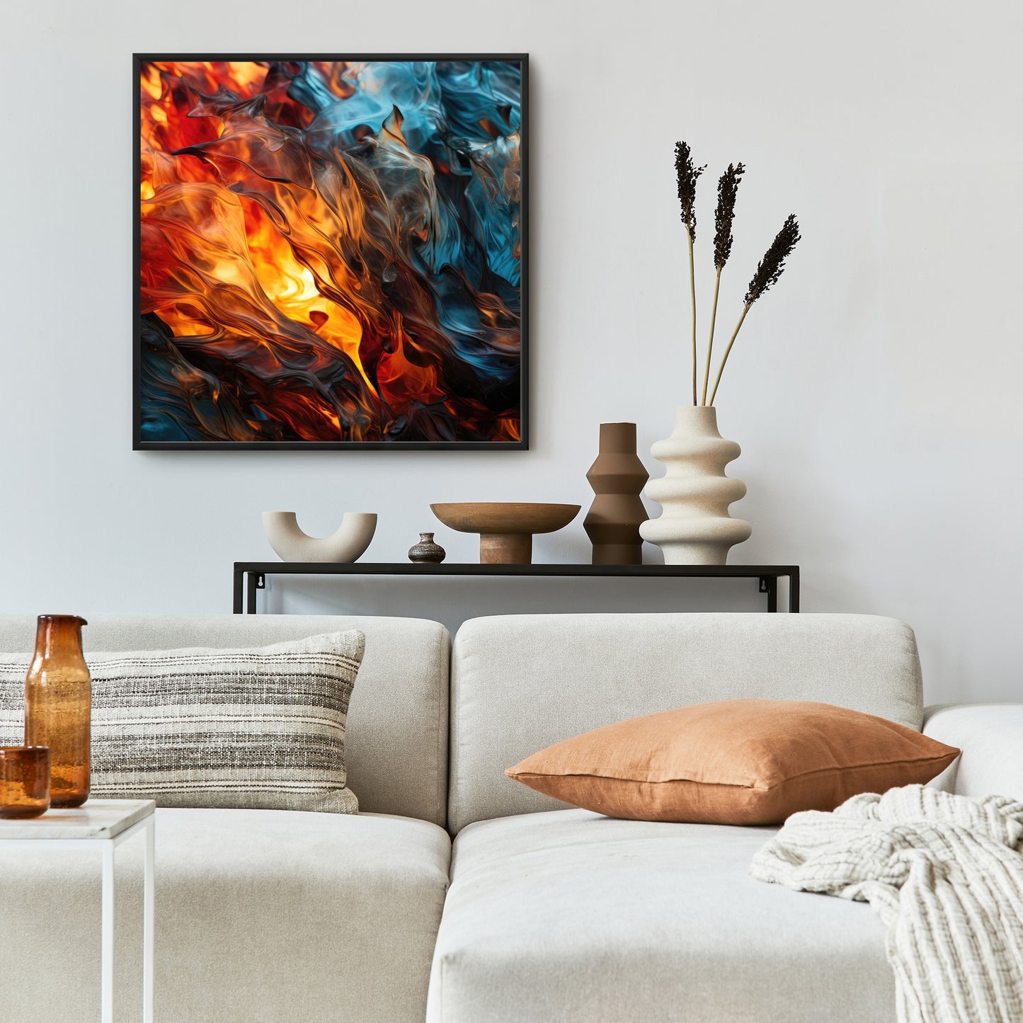 Crystallized fire - 16"x48" Framed canvas