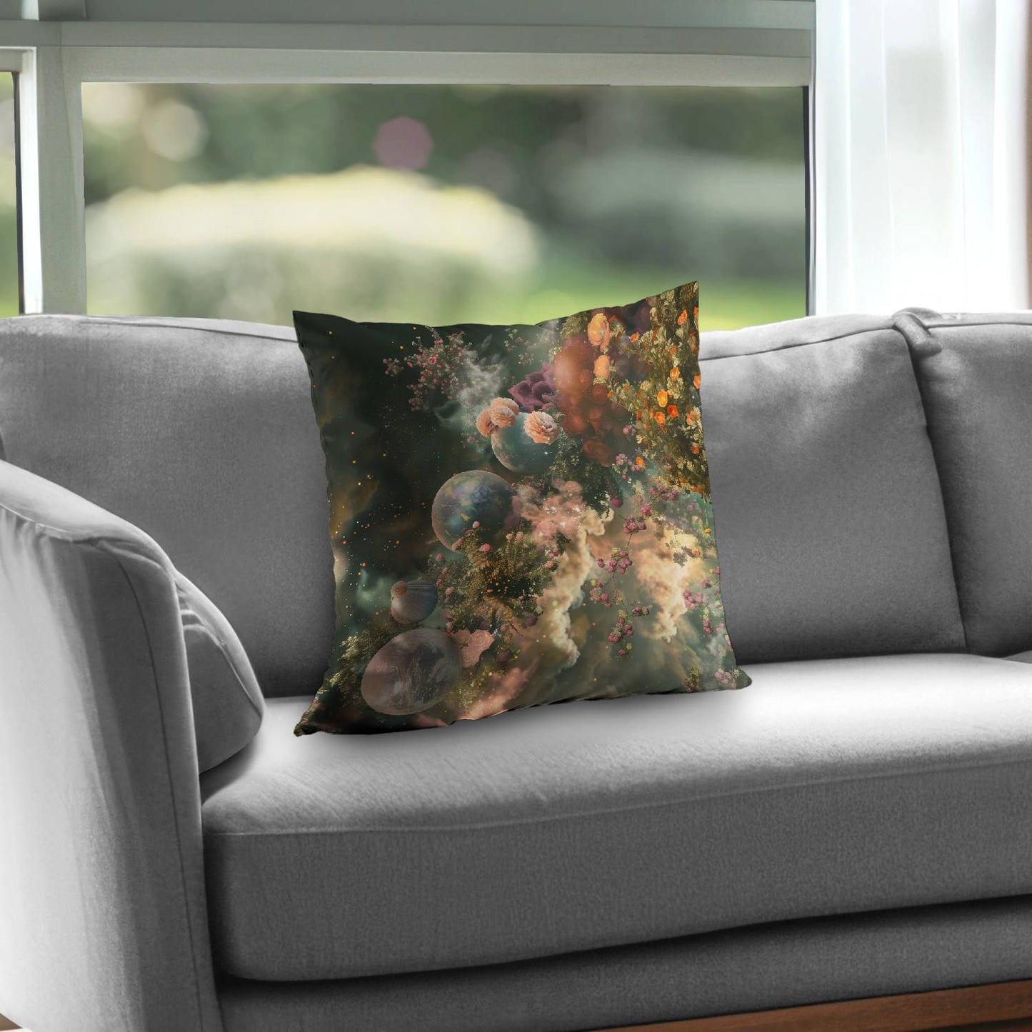 Bloom space - Throw pillow - Print on demand