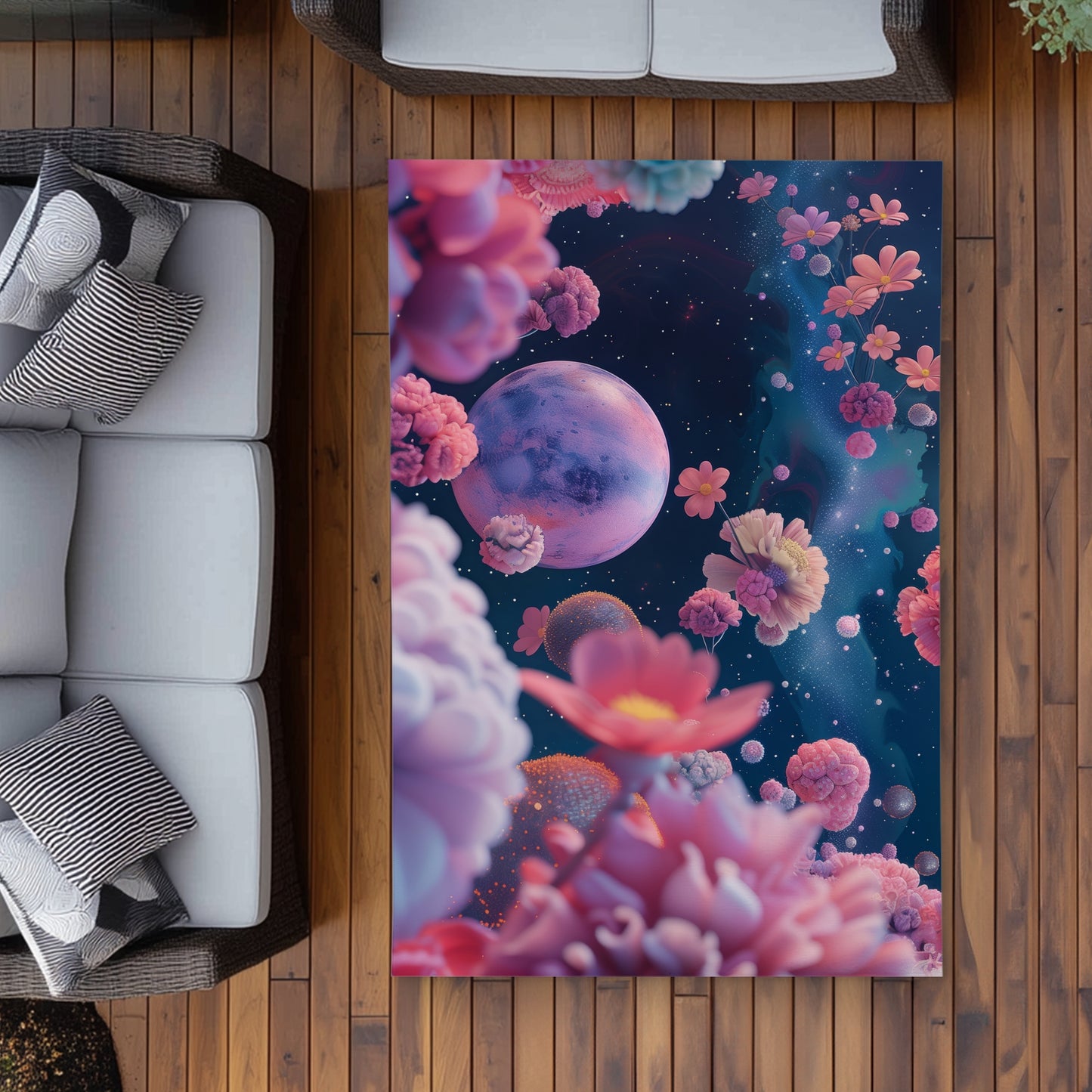 Tapis d'extérieur vide rose - Décoration élégante pour terrasses