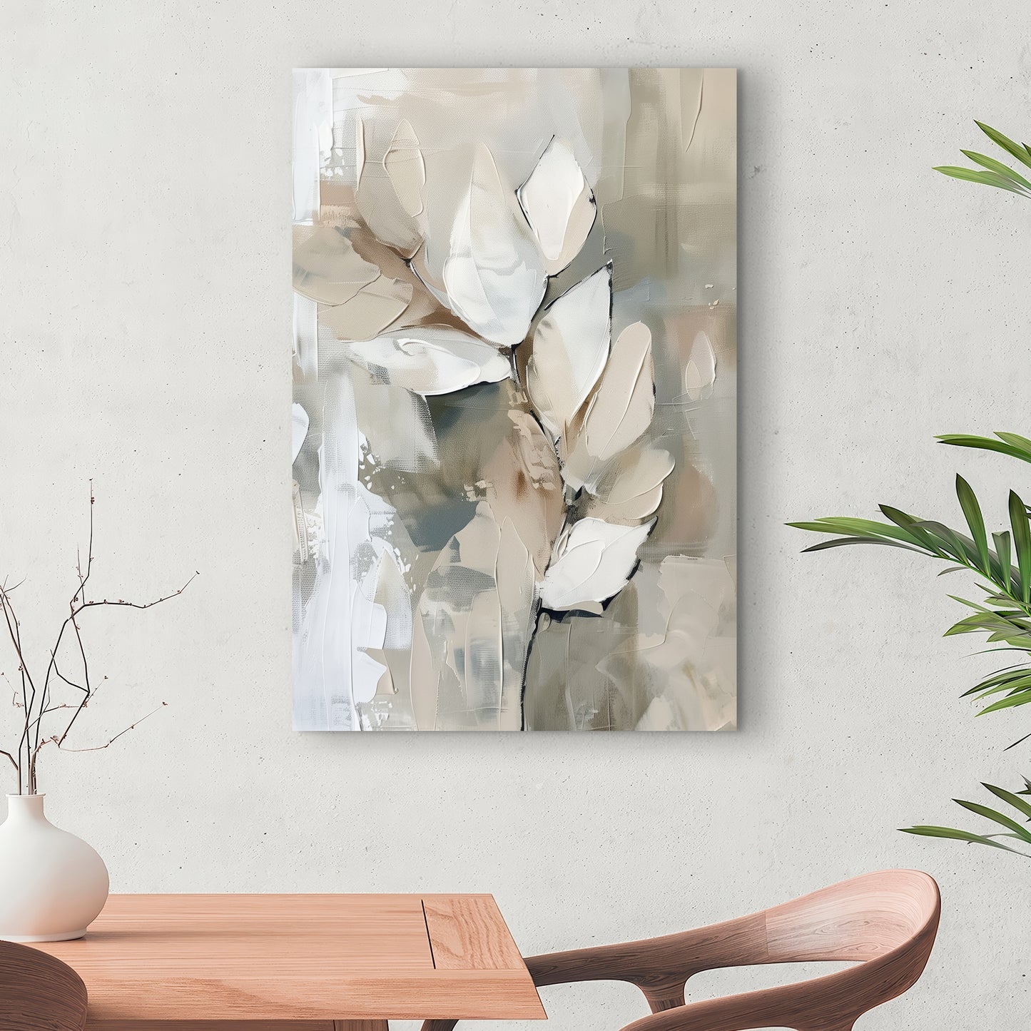 Leaf Beige Canvas - Elegant Home Decor Accent | Stylish Art