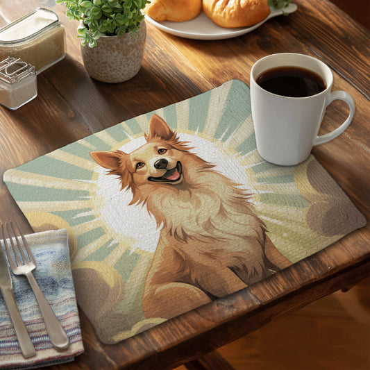 Who's a good boy - Turquoise Braided Polyester Placemat