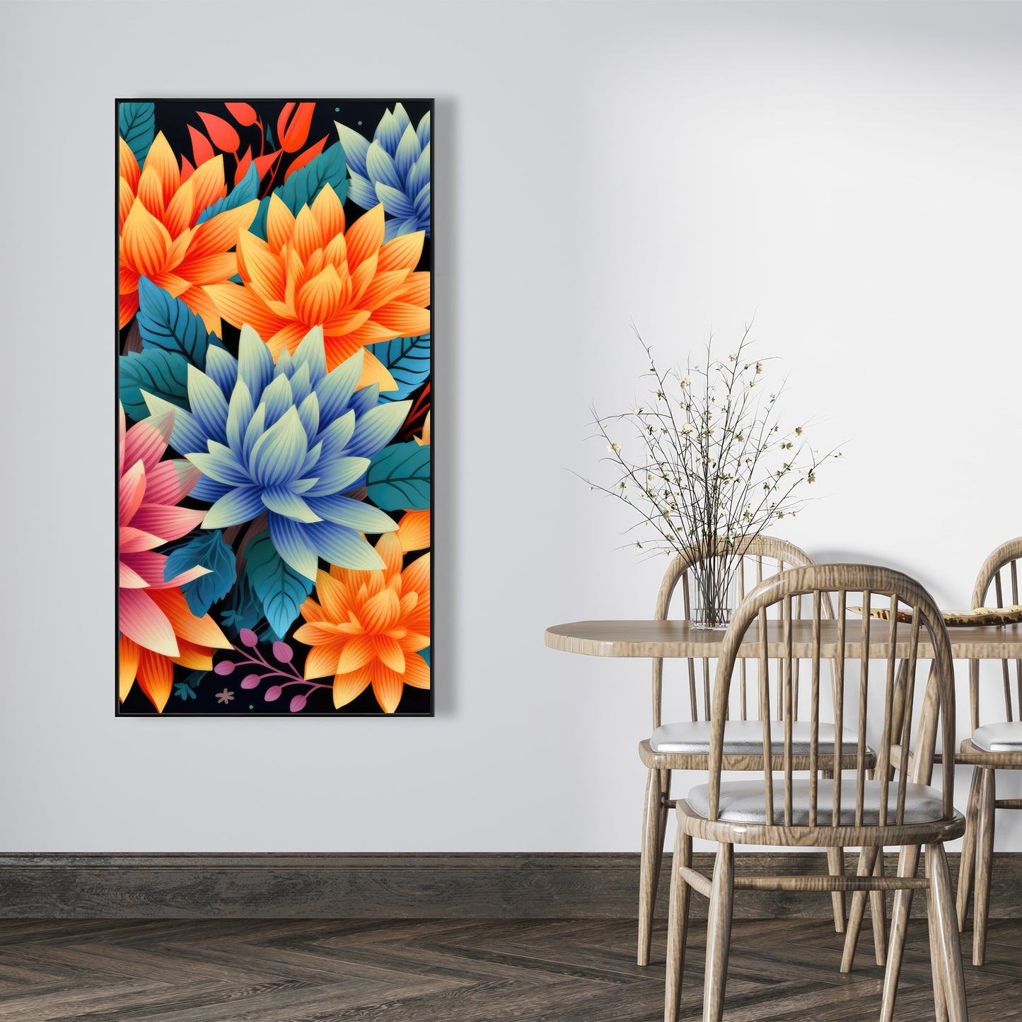 Color Bouquet - Pink Framed Canvas for Home Decor