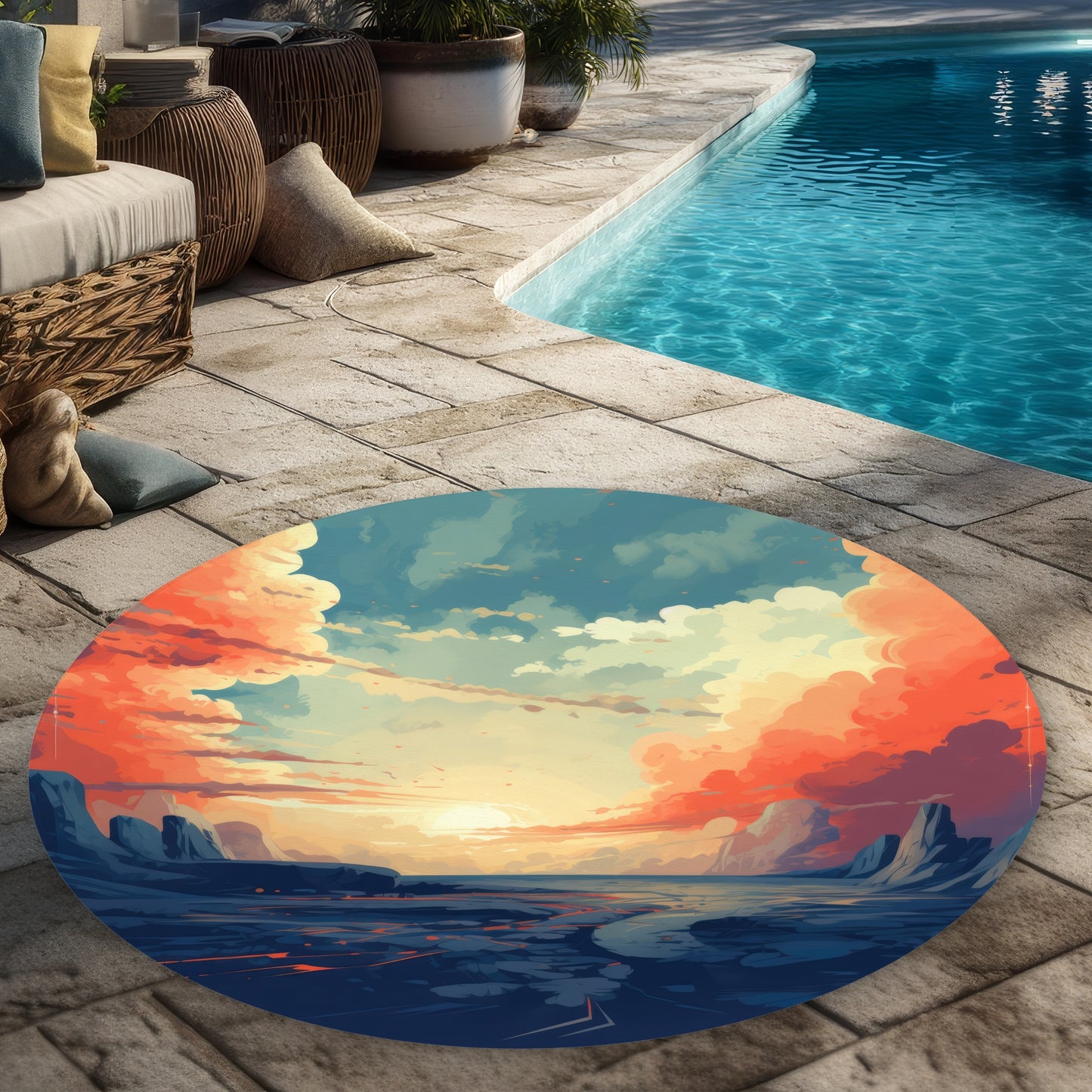 Finally Light 5' Round Outdoor Area Rug for Home Decor