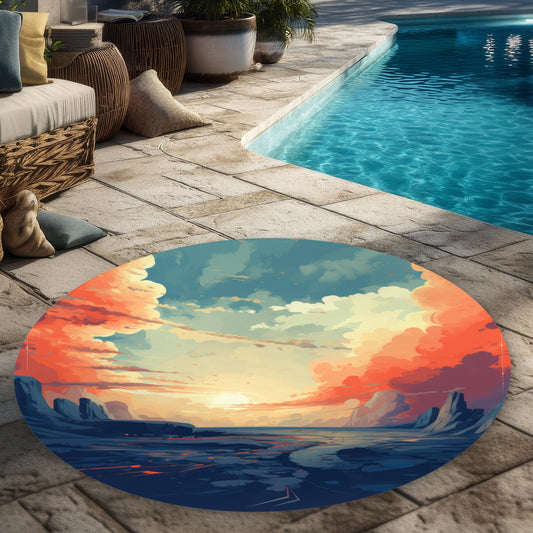Finally Light 5' Round Outdoor Area Rug for Home Decor