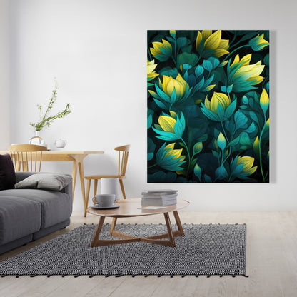 Intense Bloom - Green Canvas Art for Home Decor | Vibrant Style