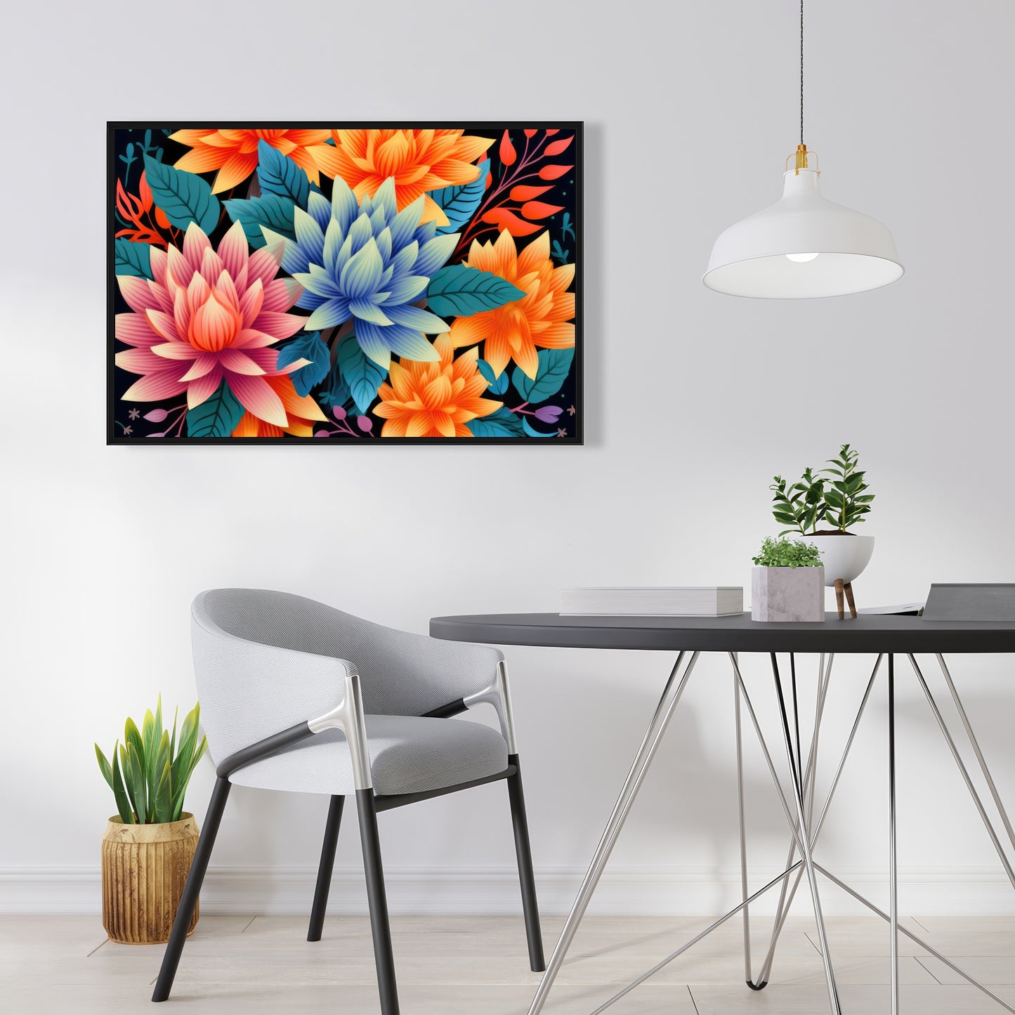 Color Bouquet - Pink Framed Canvas for Home Decor