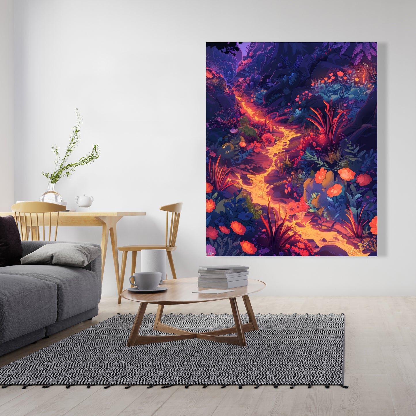 Burning Flowers - Pink Canvas Art for Home Decor | Stylish Decor