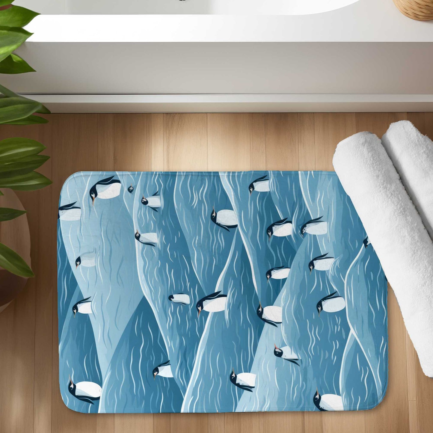 Tapis de bain « Manchots errants » | Tapis de décoration douillet pour la maison