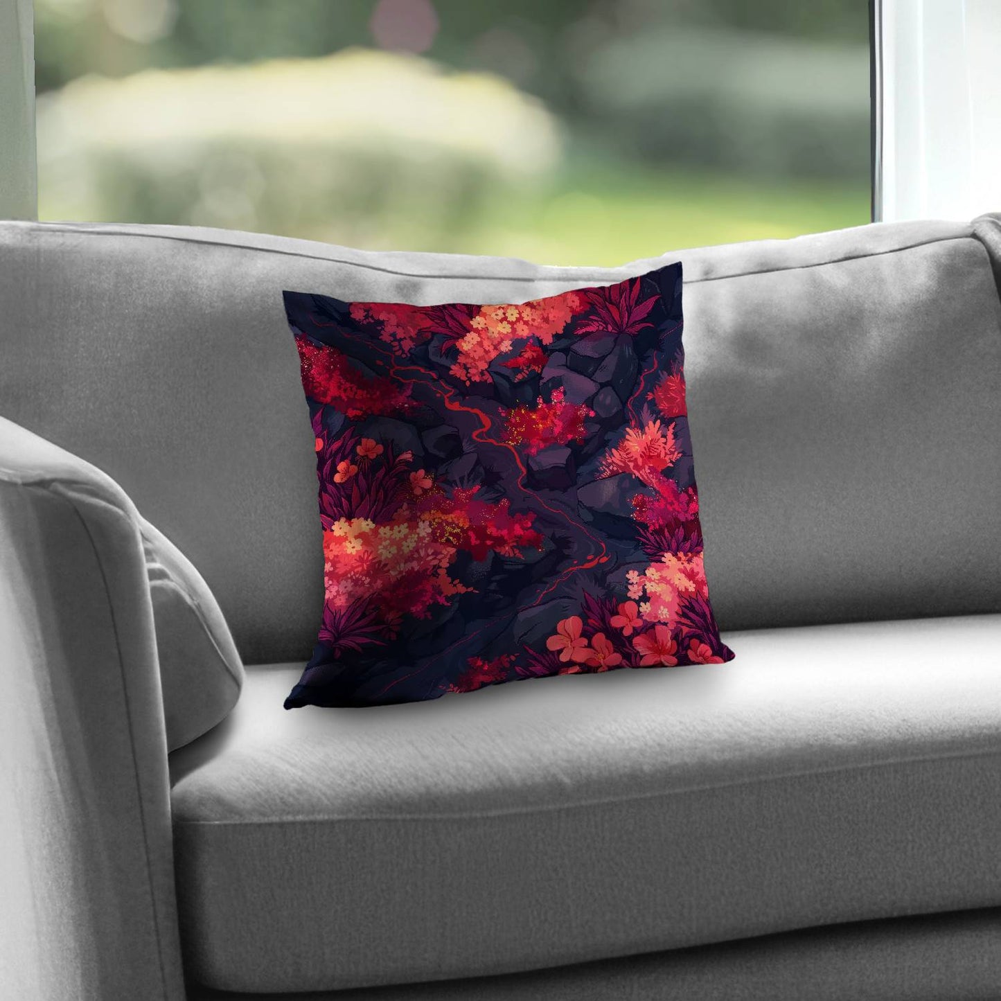 Burning Plants Poly Twill Throw Pillow - Home Decor Accent