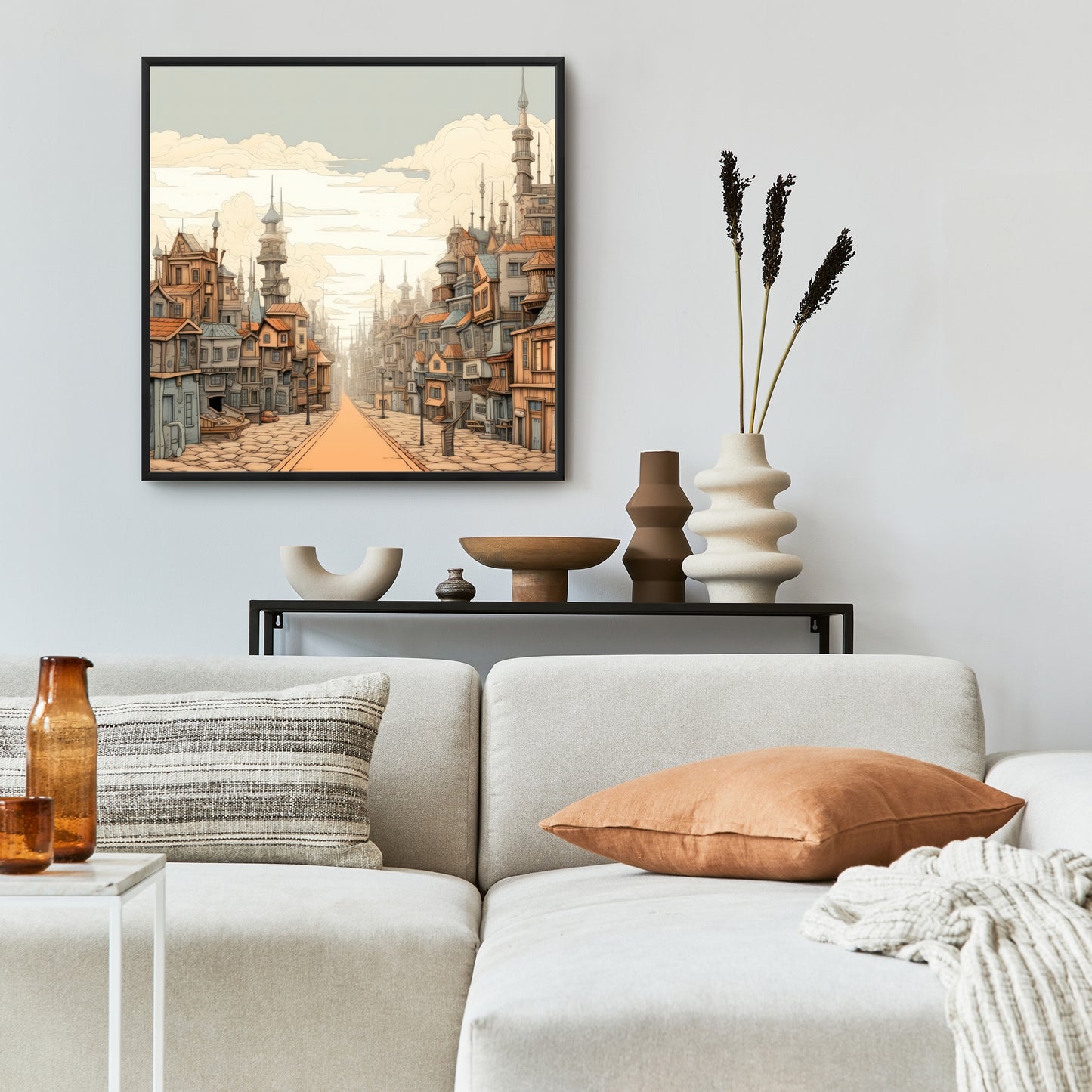 Doing well - Beige Framed Canvas for Elegant Home Decor