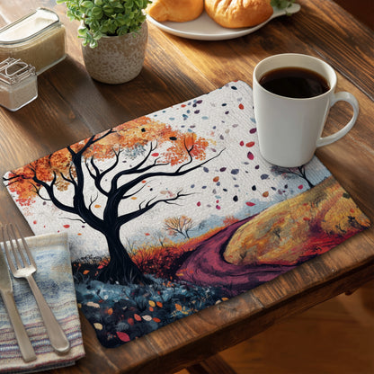 Blowing Leaves Braided Polyester Placemat for Home Decor