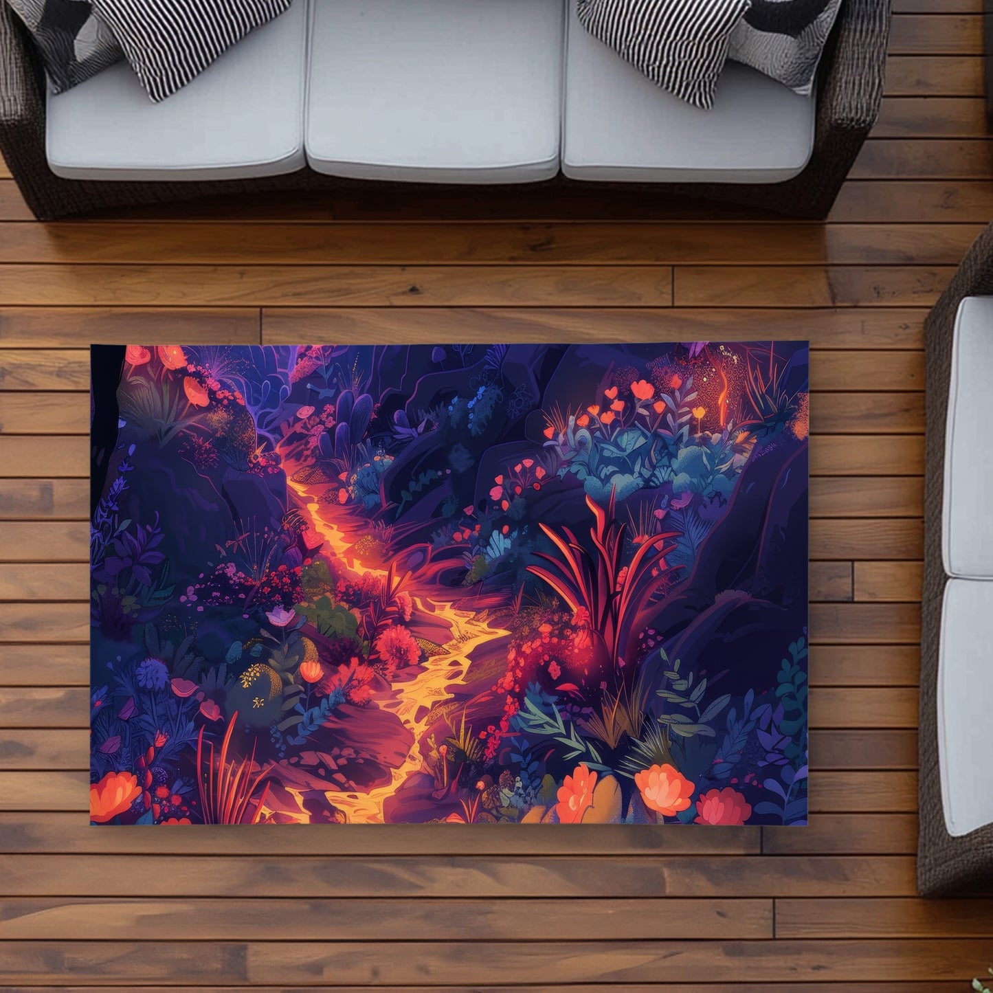 Tapis d'extérieur Fleurs en feu - Accessoire de décoration élégant pour la maison