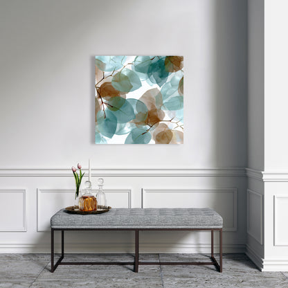 Translucent Leaves - Turquoise Canvas for Home Decor