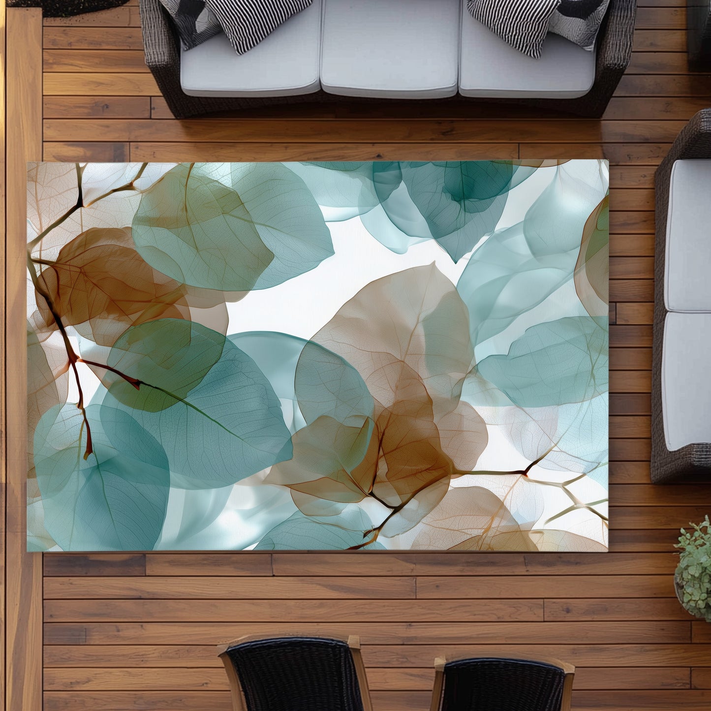 Tapis d'extérieur Feuilles translucides - Décoration élégante pour la maison