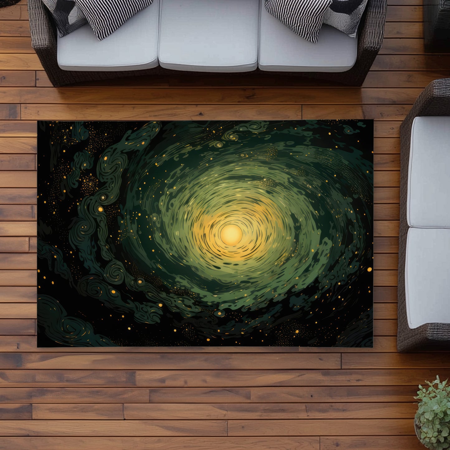 Swirling gases - Green Outdoor Area Rug for Home Decor