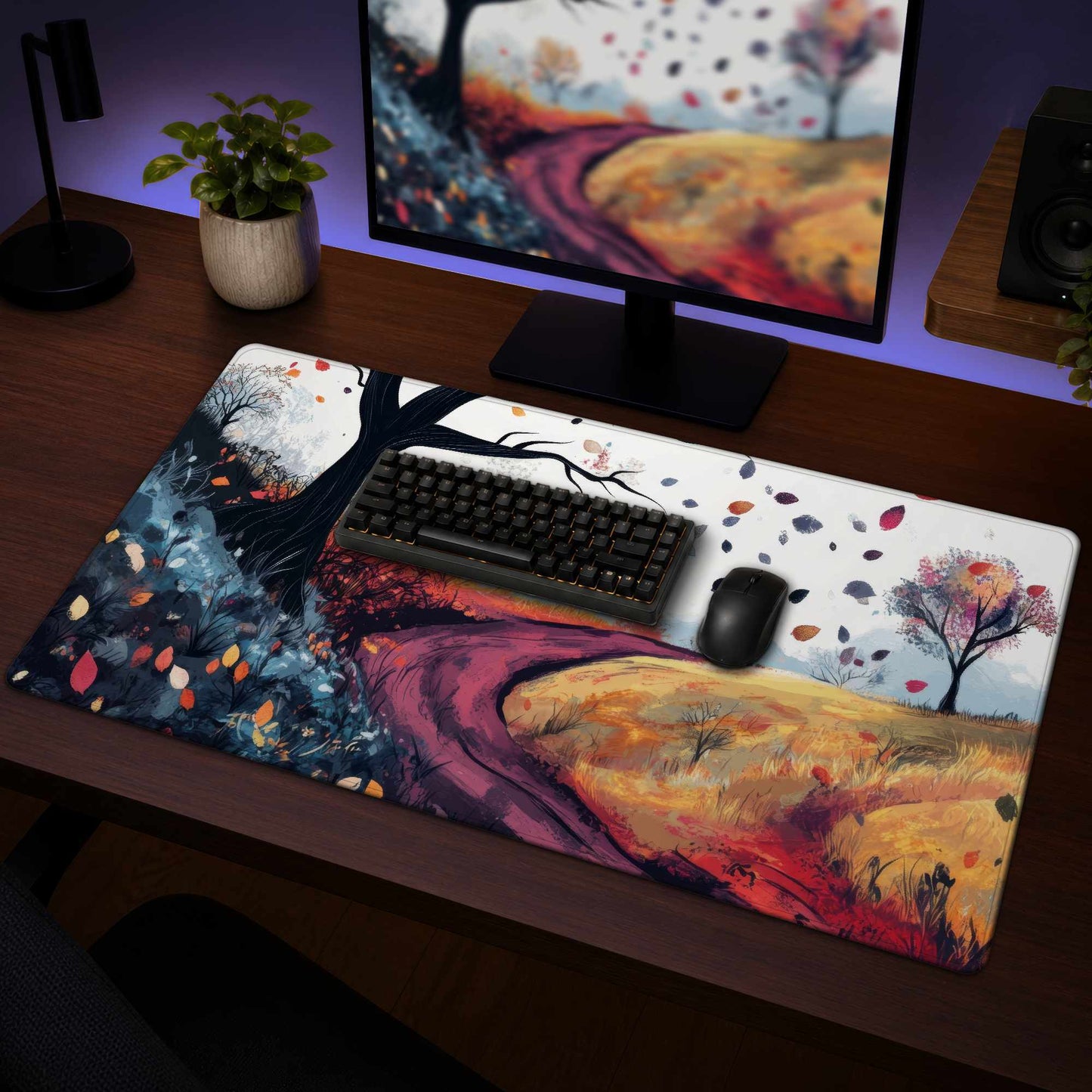 Blowing Leaves Desk Mat | Stylish Home Decor Accessory