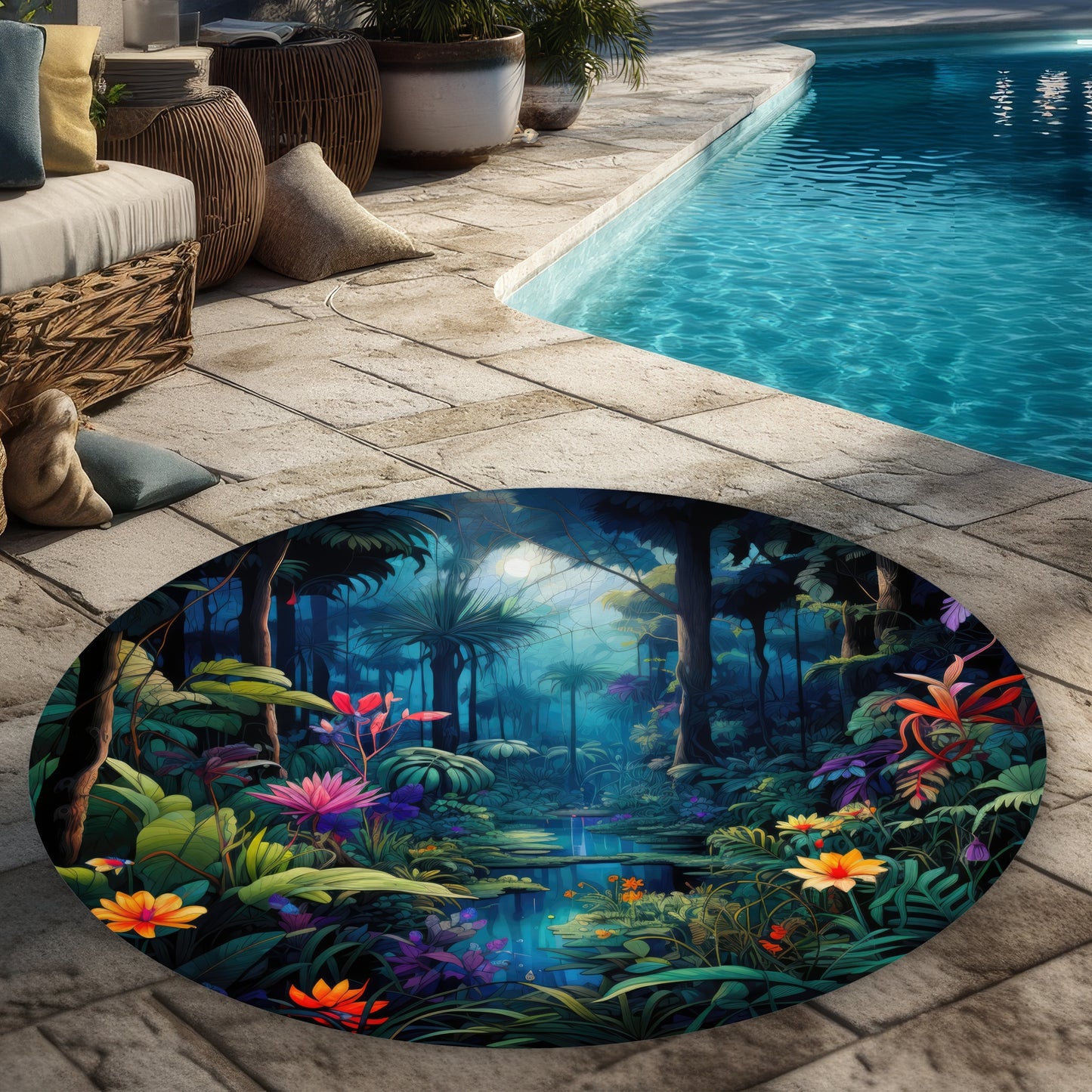 The beauty of nature - Green round outdoor area rug for