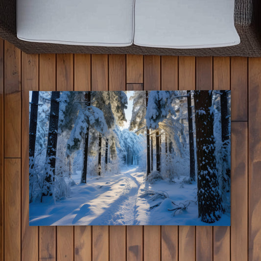 Snowy Path Brown Outdoor Area Rug | Home Decor Essentials