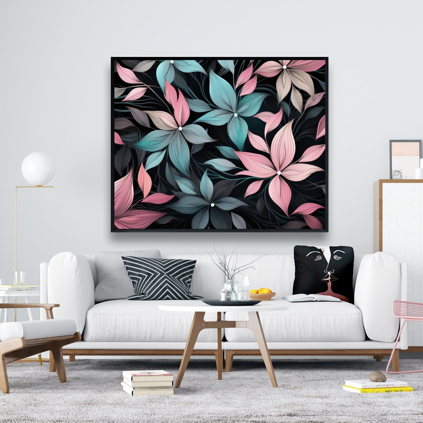 Desaturated flowers - 36"x36" Framed canvas