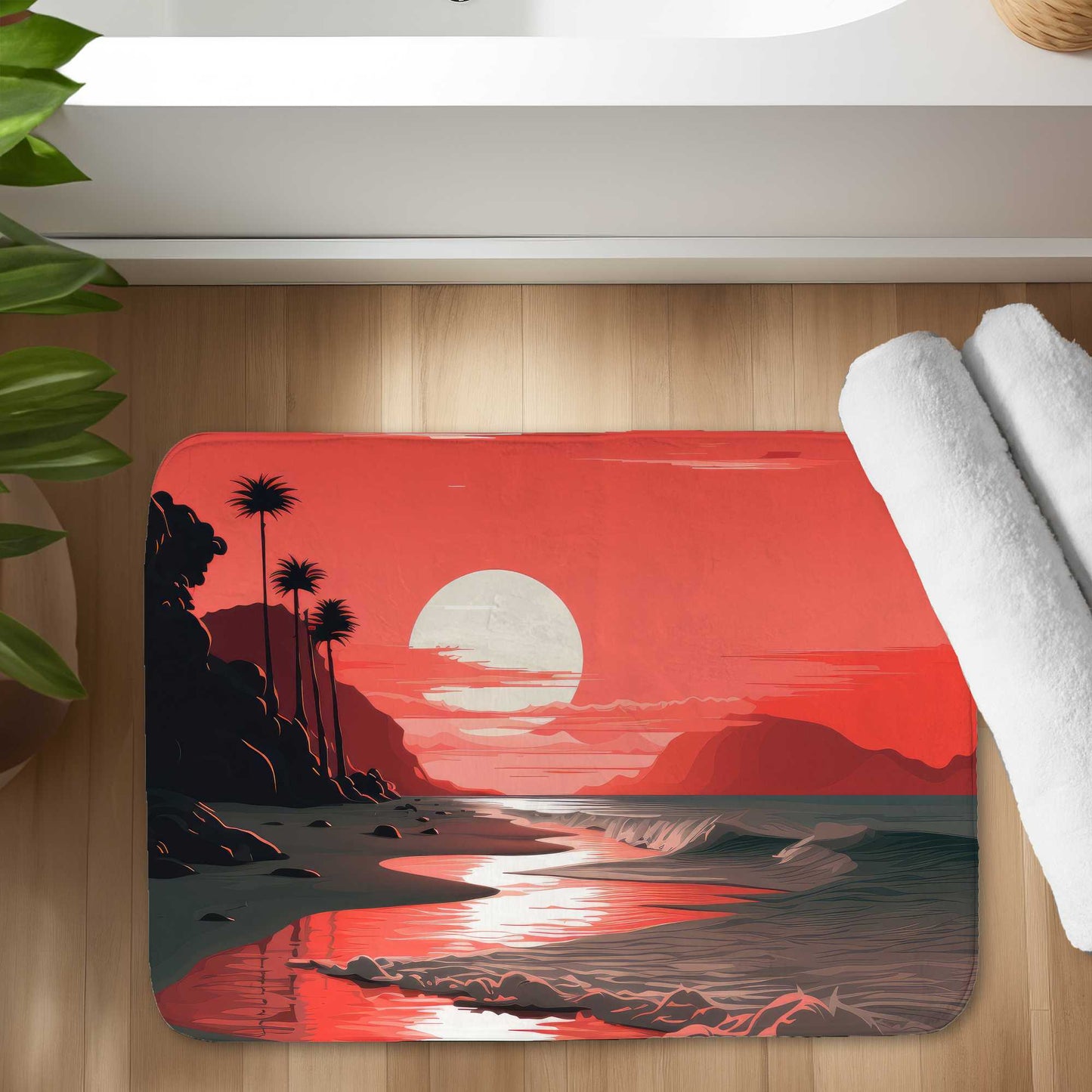 Blood Sun Bath Mat | Stylish Home Decor Rug, Soft & Durable
