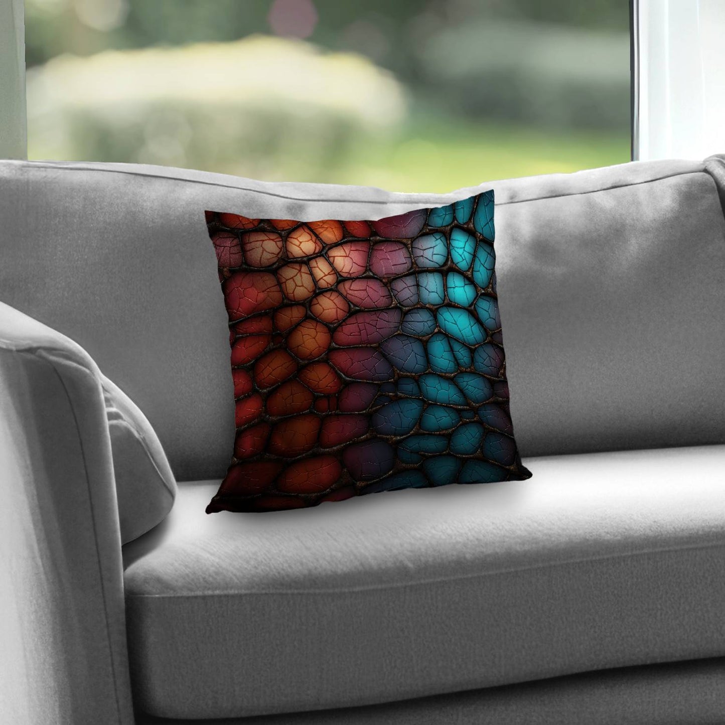 Oily leather - Throw pillow - Print on demand