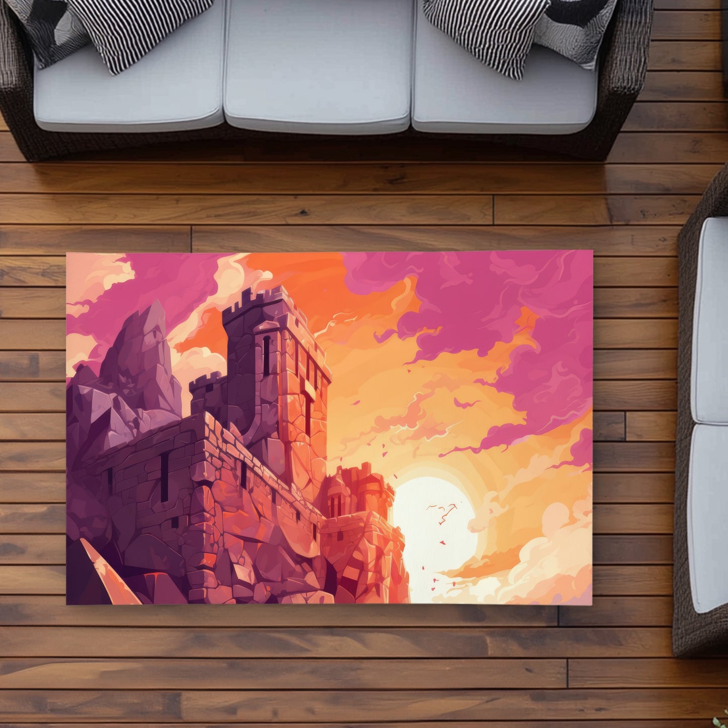 Le Rempart du Coucher de Soleil - Tapis d'Extérieur pour la Décoration Intérieure