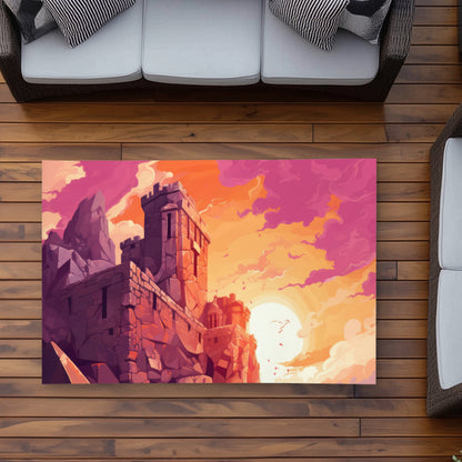 Le Rempart du Coucher de Soleil - Tapis d'Extérieur pour la Décoration Intérieure