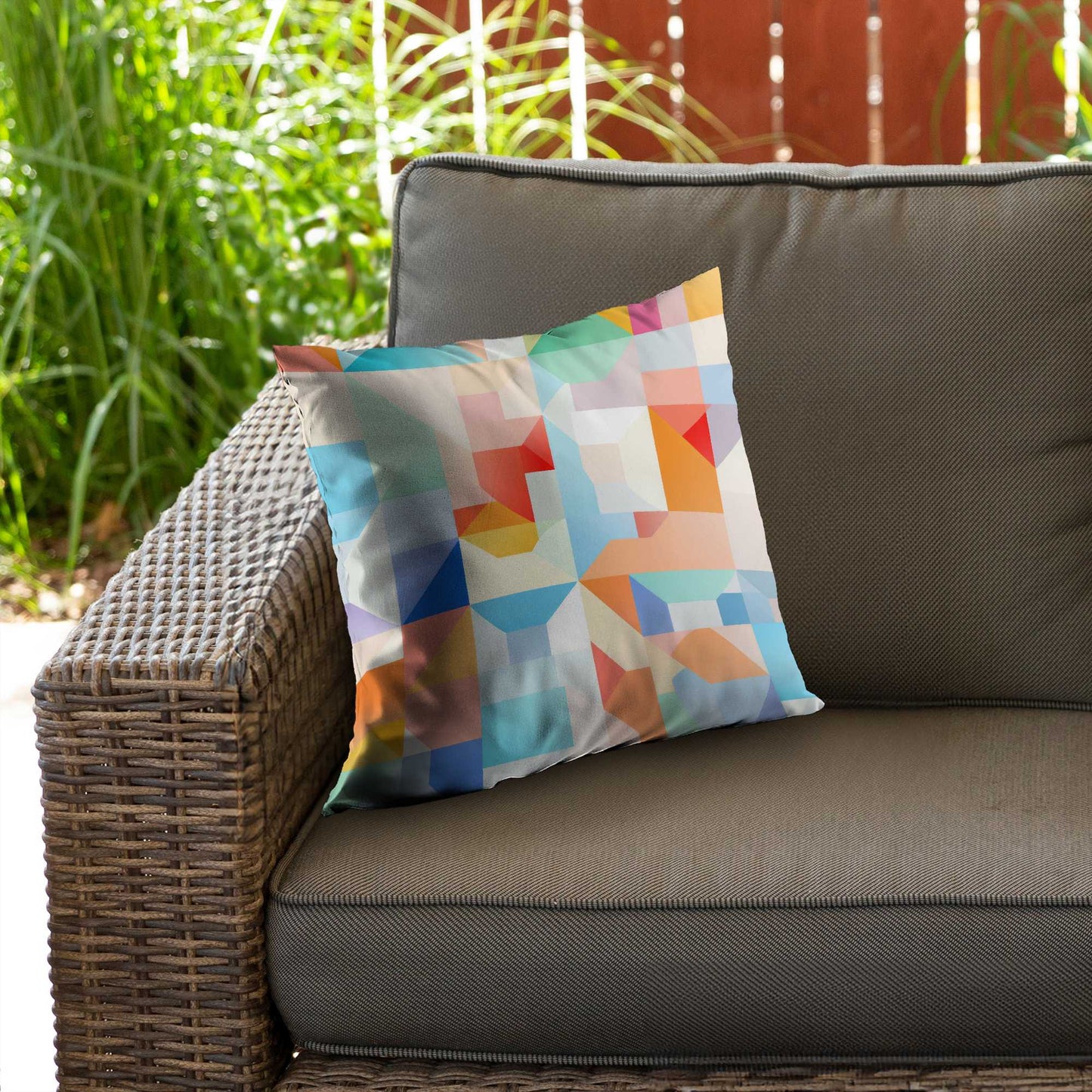 Coussin décoratif en sergé de polyester à motif géométrique - Cadence géométrique