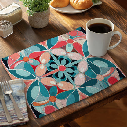 Sweet Curves Turquoise Braided Polyester Placemat | Home Decor