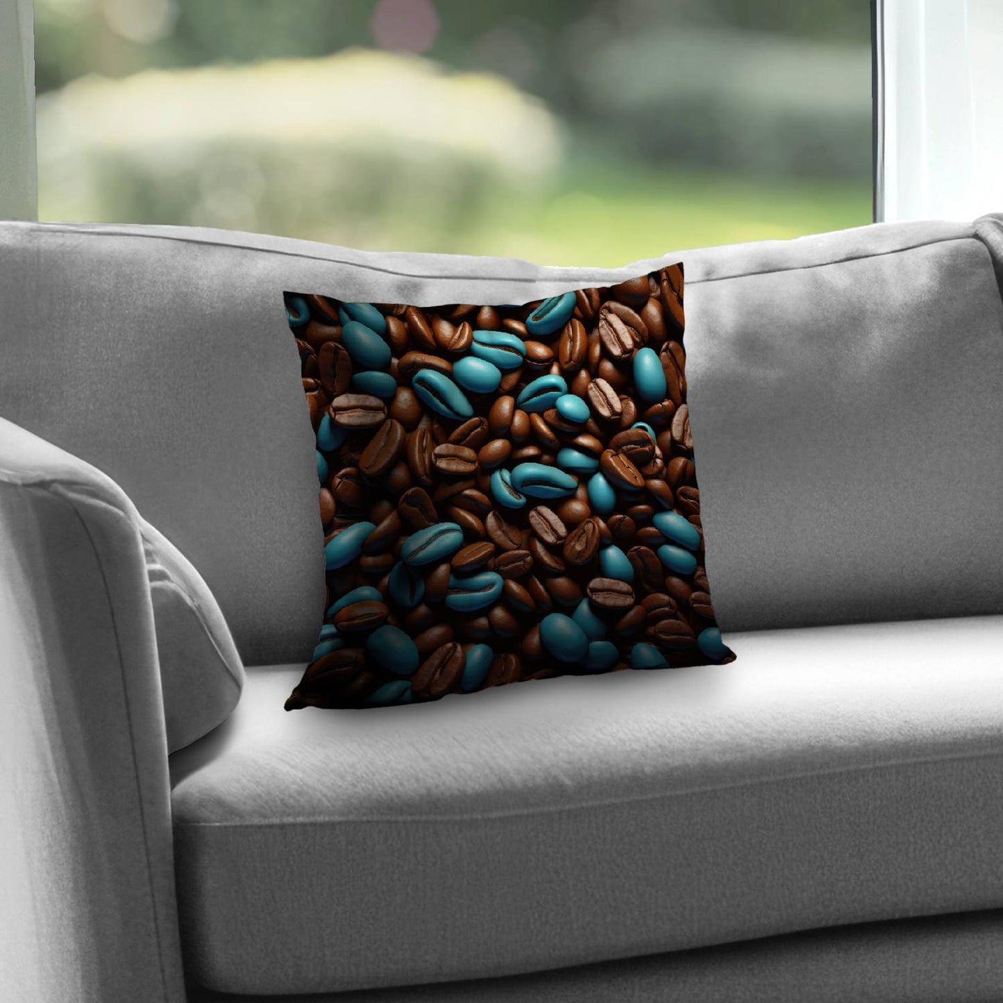 Blue beans - Throw pillow - Print on demand