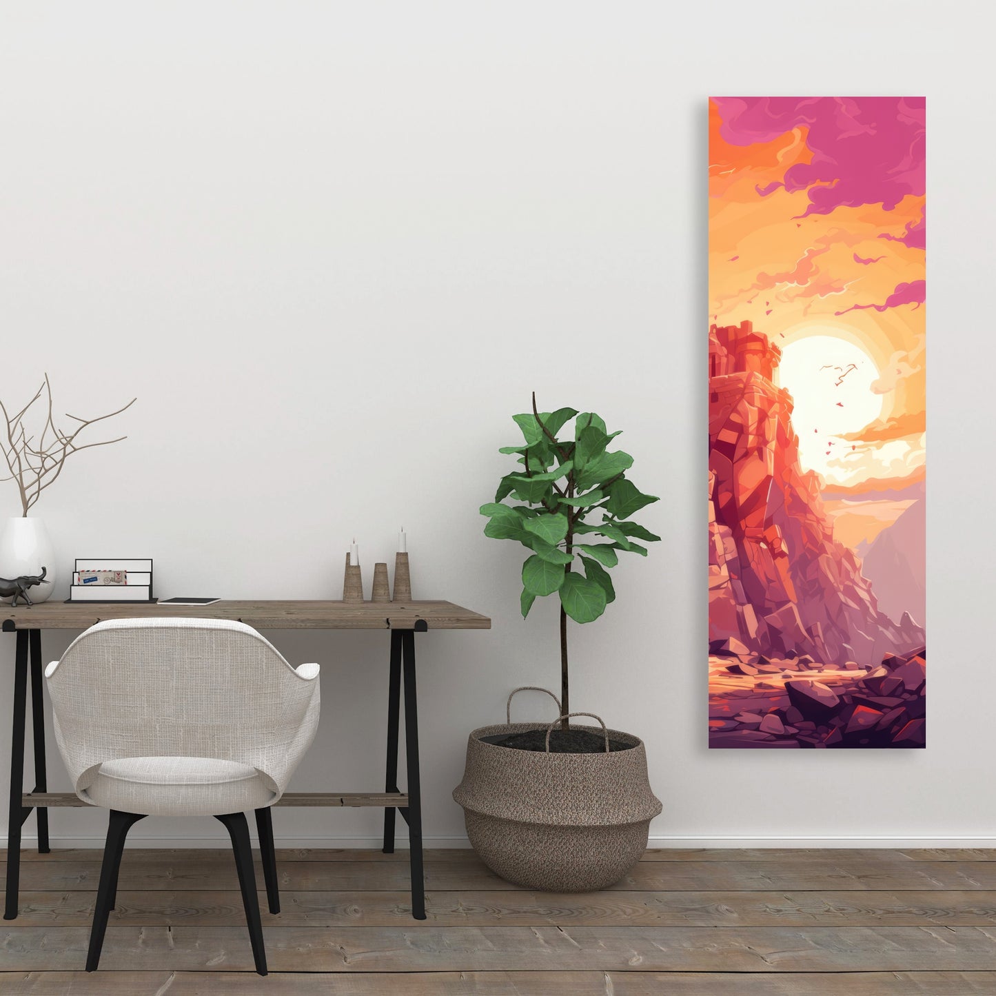 The Setting Rampart - White Canvas | Stylish Art
