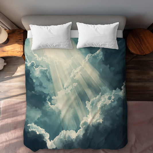 Beam of Light Blue Duvet Cover | Stylish Home Decor