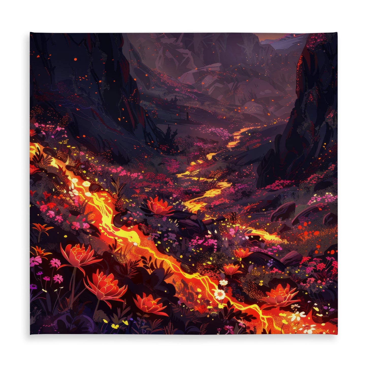 Bloom and Eruption Red Tablecloth - Indoor Outdoor Decor