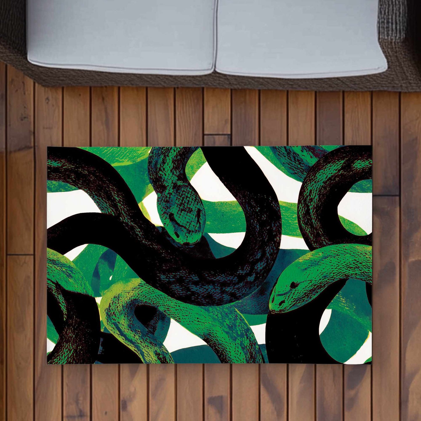 Tapis d'extérieur Emerald Coil Dance | Décoration élégante pour la maison