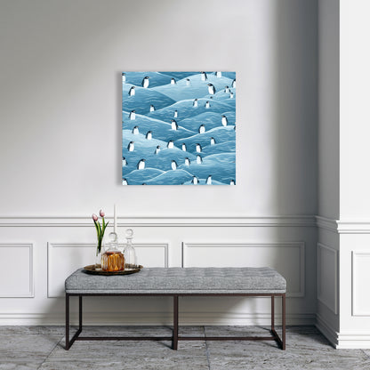 Penguins Wandering - Black Canvas Art for Home Decor
