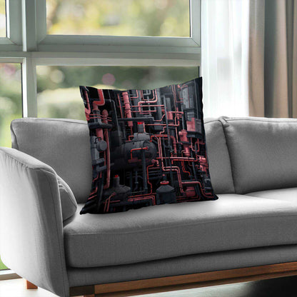 Dark pipes Gray poly twill throw pillow insert for home