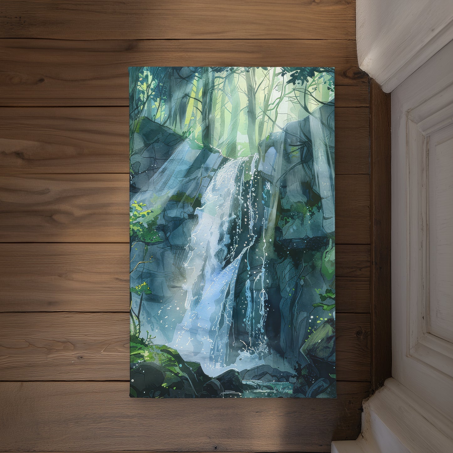 Sleeping fall Gray Indoor Outdoor Door Mat - Home Decor