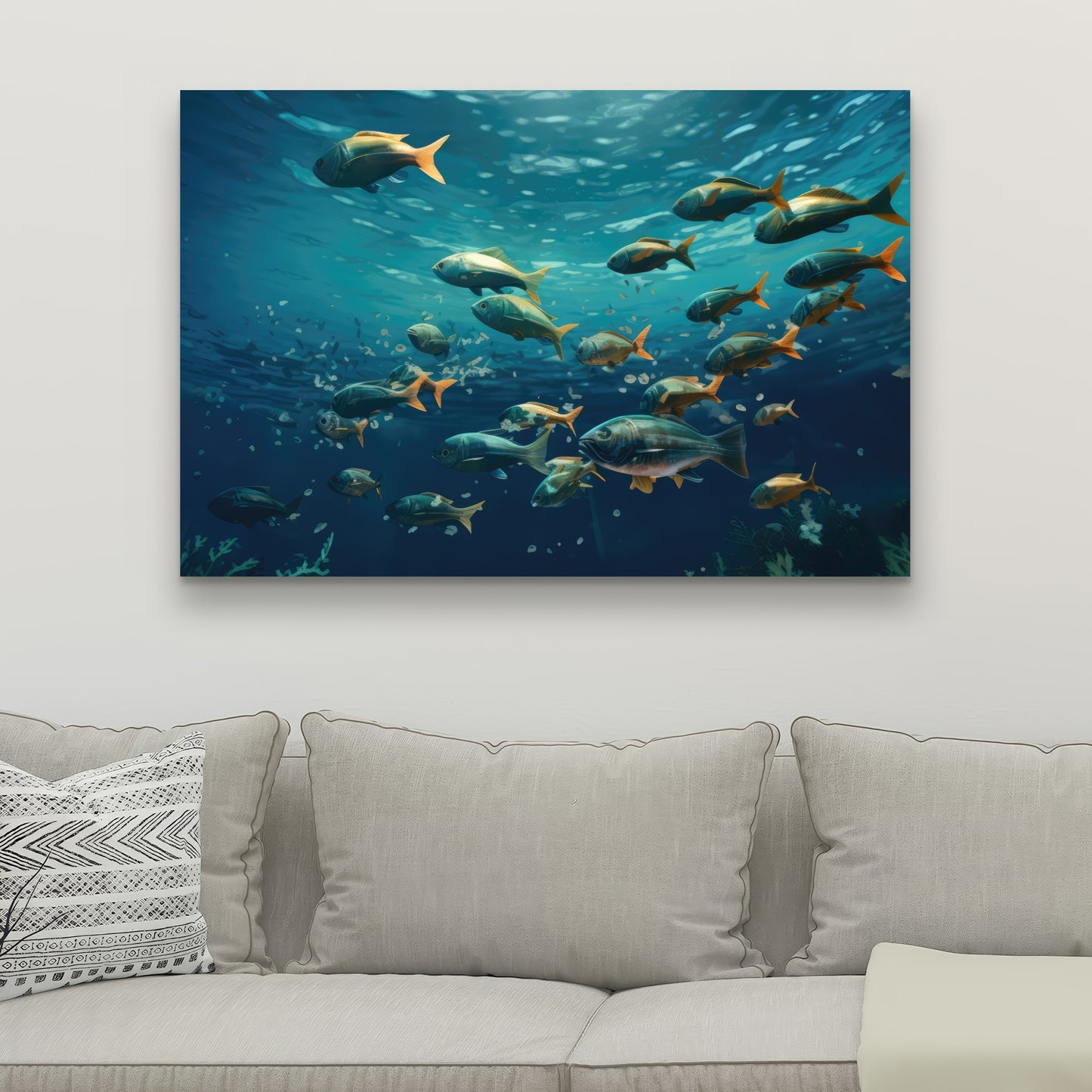 Shallow Swim - Beige Canvas Home Decor for Elegant Spaces