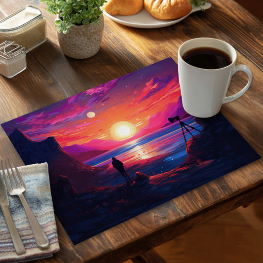 Solitude Purple Polyester Placemat for Elegant Home Decor