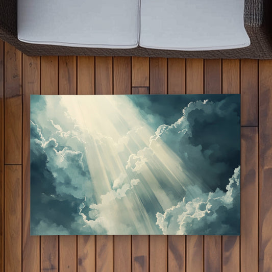 Beam of Light - White Outdoor Area Rug for Home Decor
